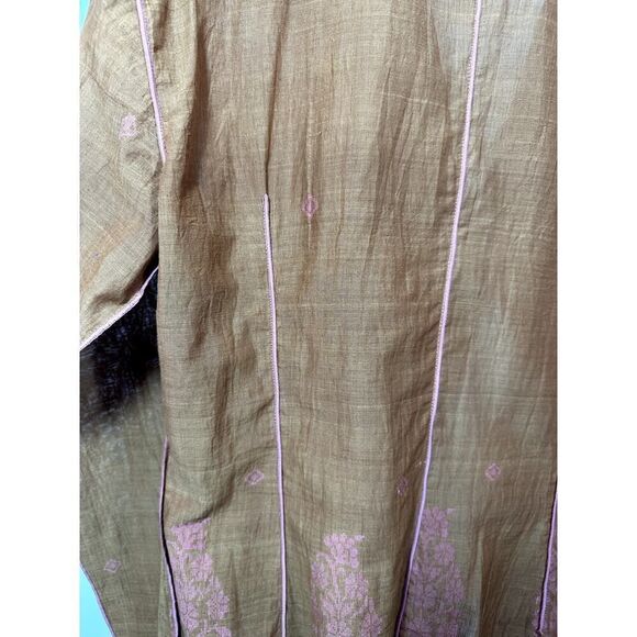 PAUL ROPP Women's One Button Cotton Blouse/Jacket Brown/Pink Size Large - Picture 11 of 15